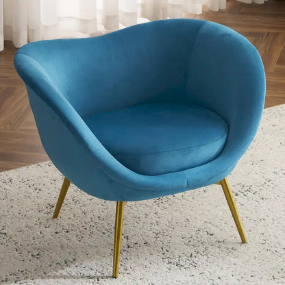 Fauteuil d'appoint Eliana en tissu peluche moderne avec dossier incurvé et pieds dorés