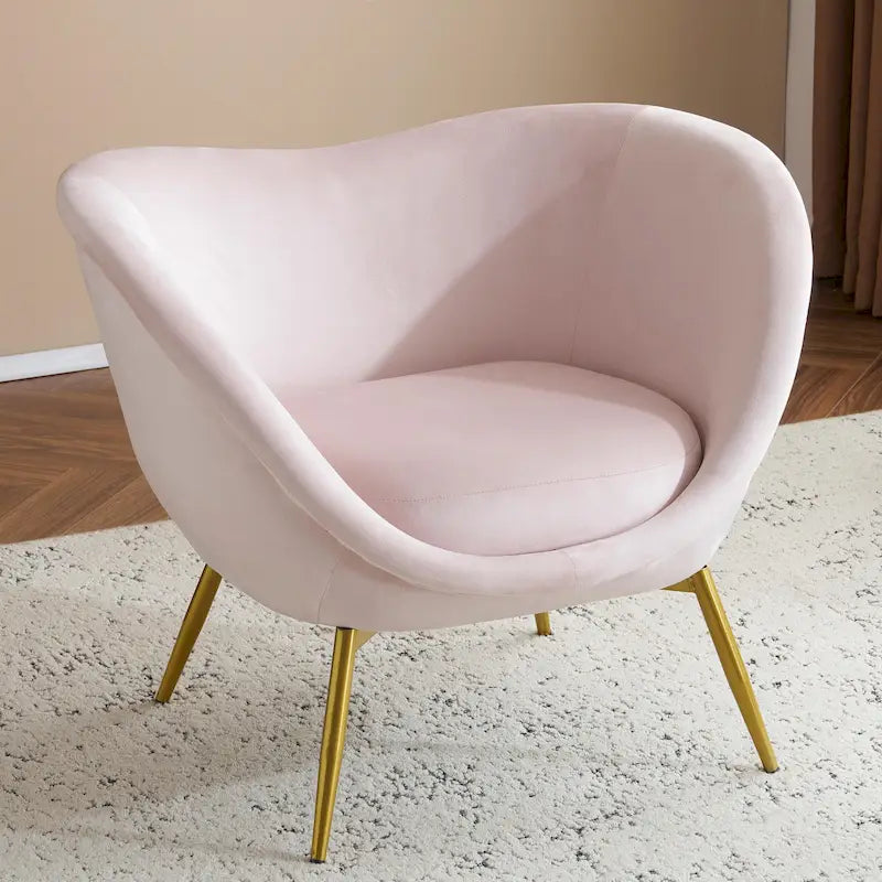 Fauteuil d'appoint Eliana en tissu peluche moderne avec dossier incurvé et pieds dorés