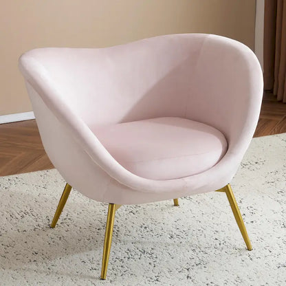 Fauteuil d'appoint Eliana en tissu peluche moderne avec dossier incurvé et pieds dorés