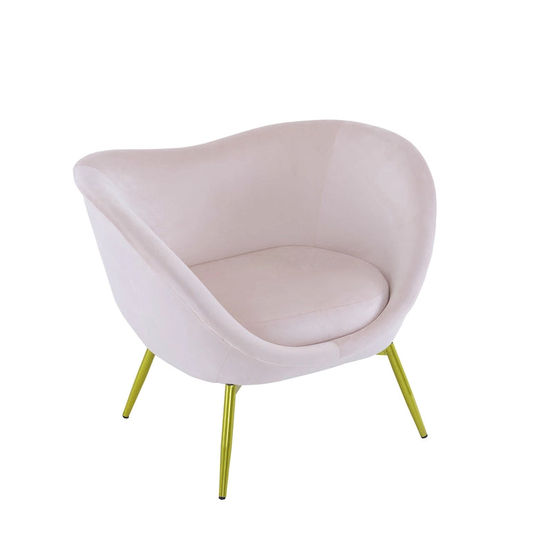 Fauteuil d'appoint Eliana en tissu peluche moderne avec dossier incurvé et pieds dorés