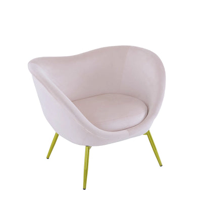 Fauteuil d'appoint Eliana en tissu peluche moderne avec dossier incurvé et pieds dorés