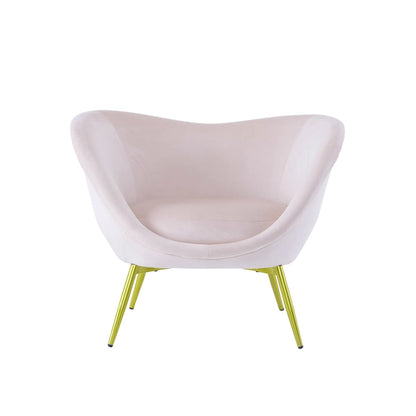 Fauteuil d'appoint Eliana en tissu peluche moderne avec dossier incurvé et pieds dorés