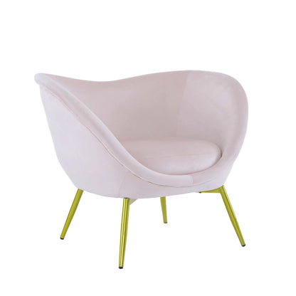 Fauteuil d'appoint Eliana en tissu peluche moderne avec dossier incurvé et pieds dorés
