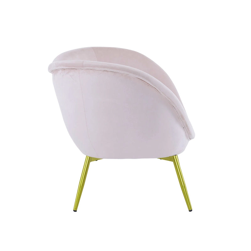 Fauteuil d'appoint Eliana en tissu peluche moderne avec dossier incurvé et pieds dorés
