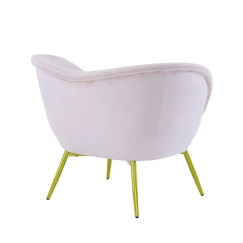 Fauteuil d'appoint Eliana en tissu peluche moderne avec dossier incurvé et pieds dorés