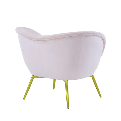 Fauteuil d'appoint Eliana en tissu peluche moderne avec dossier incurvé et pieds dorés