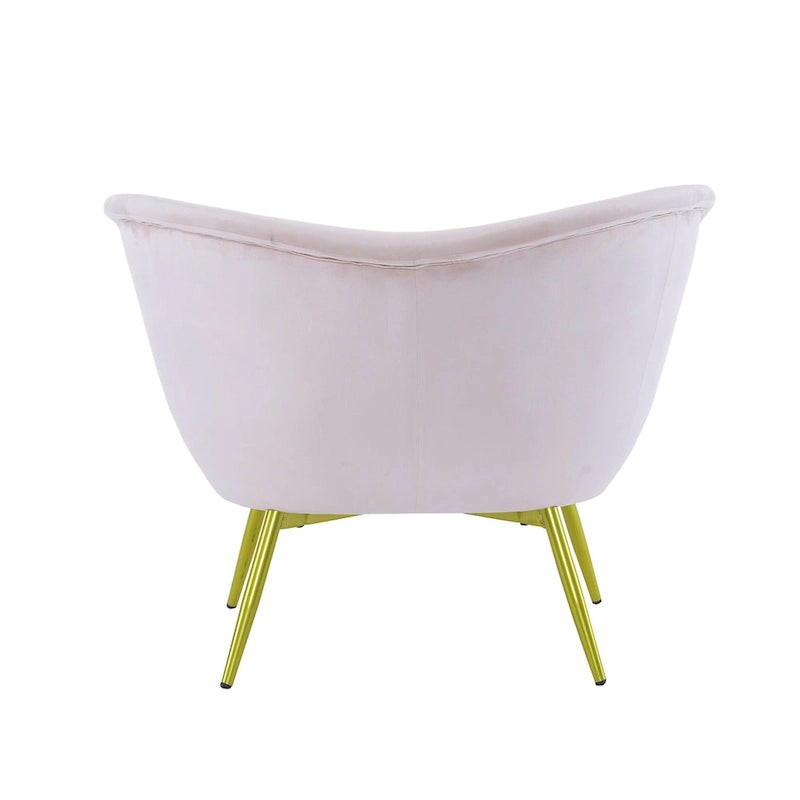 Fauteuil d'appoint Eliana en tissu peluche moderne avec dossier incurvé et pieds dorés