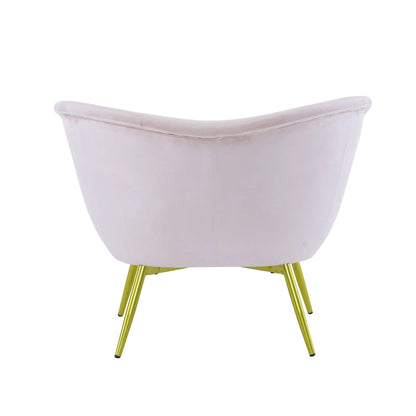 Fauteuil d'appoint Eliana en tissu peluche moderne avec dossier incurvé et pieds dorés