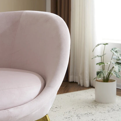 Fauteuil d'appoint Eliana en tissu peluche moderne avec dossier incurvé et pieds dorés