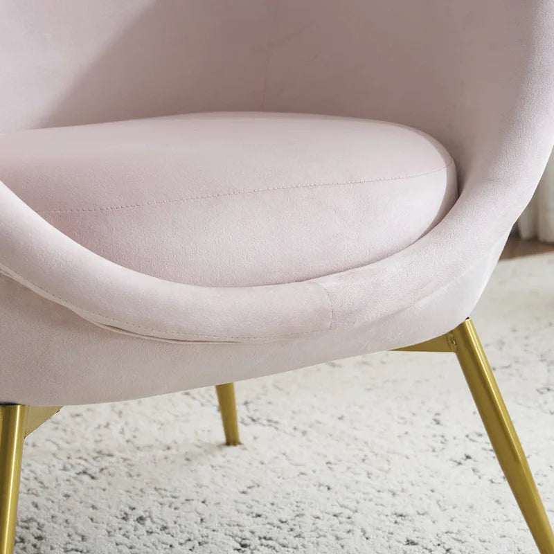 Fauteuil d'appoint Eliana en tissu peluche moderne avec dossier incurvé et pieds dorés