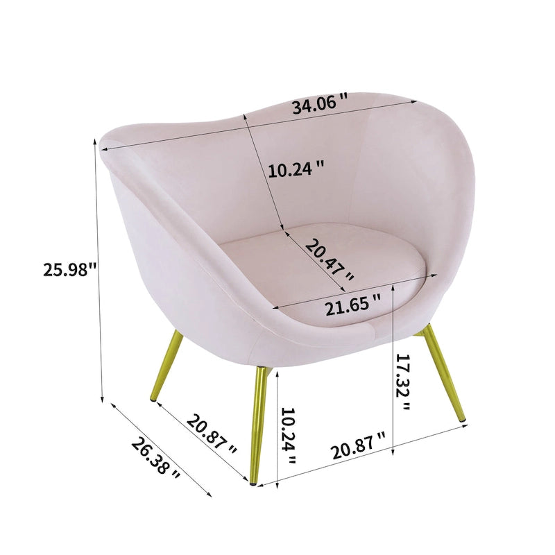 Fauteuil d'appoint Eliana en tissu peluche moderne avec dossier incurvé et pieds dorés