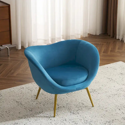 Fauteuil d'appoint Eliana en tissu peluche moderne avec dossier incurvé et pieds dorés