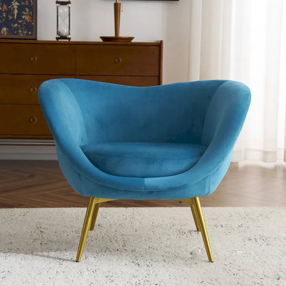 Fauteuil d'appoint Eliana en tissu peluche moderne avec dossier incurvé et pieds dorés