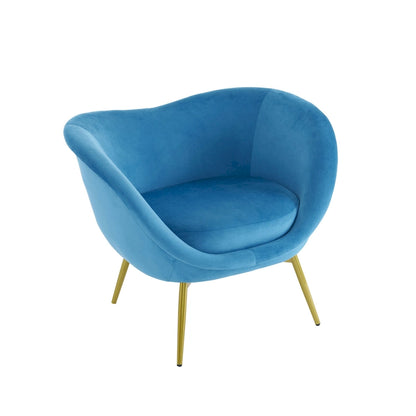 Fauteuil d'appoint Eliana en tissu peluche moderne avec dossier incurvé et pieds dorés