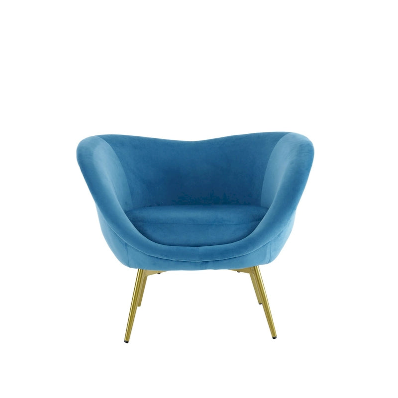 Fauteuil d'appoint Eliana en tissu peluche moderne avec dossier incurvé et pieds dorés