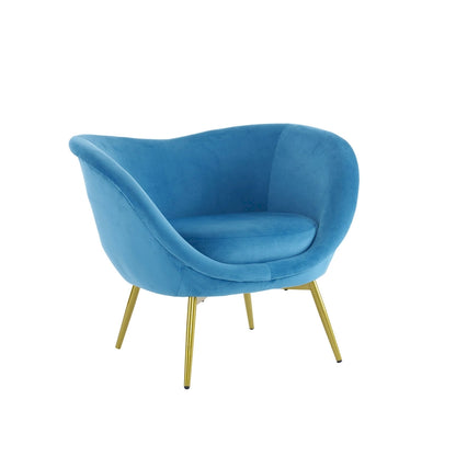 Fauteuil d'appoint Eliana en tissu peluche moderne avec dossier incurvé et pieds dorés