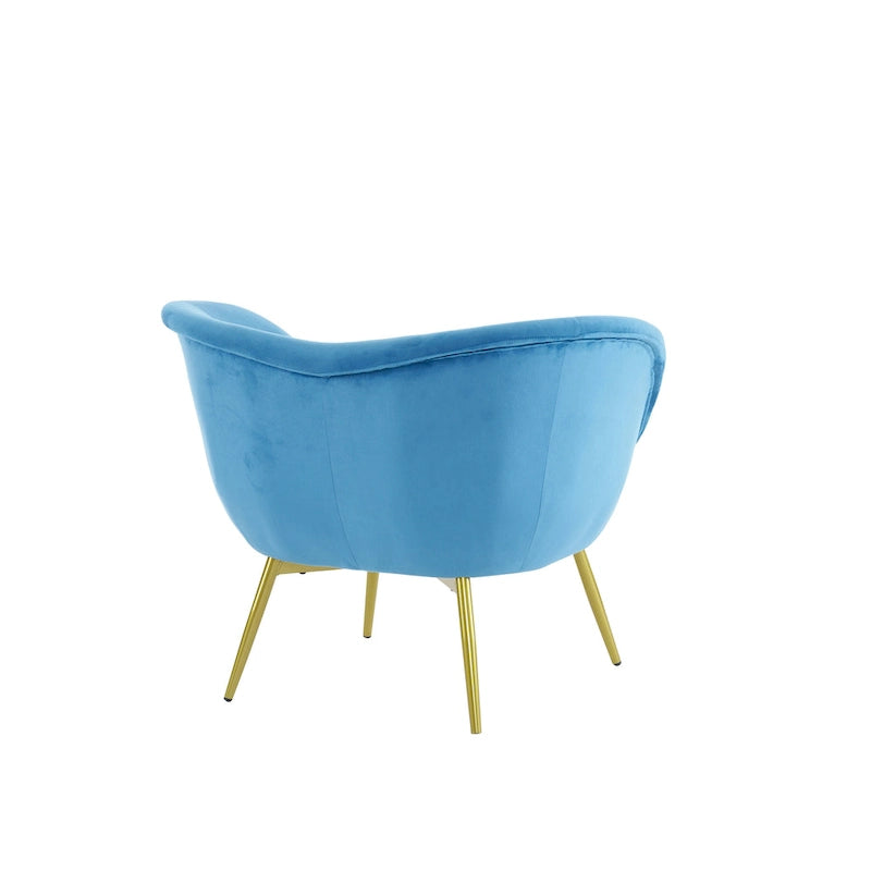 Fauteuil d'appoint Eliana en tissu peluche moderne avec dossier incurvé et pieds dorés