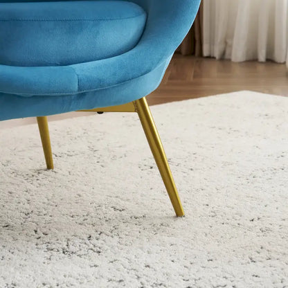 Fauteuil d'appoint Eliana en tissu peluche moderne avec dossier incurvé et pieds dorés