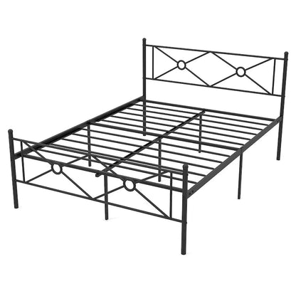 approx. 137 × 191 cm / 152 × 203 cm mattress options Metal Platform Bed Frame w/ Headboard Mattress