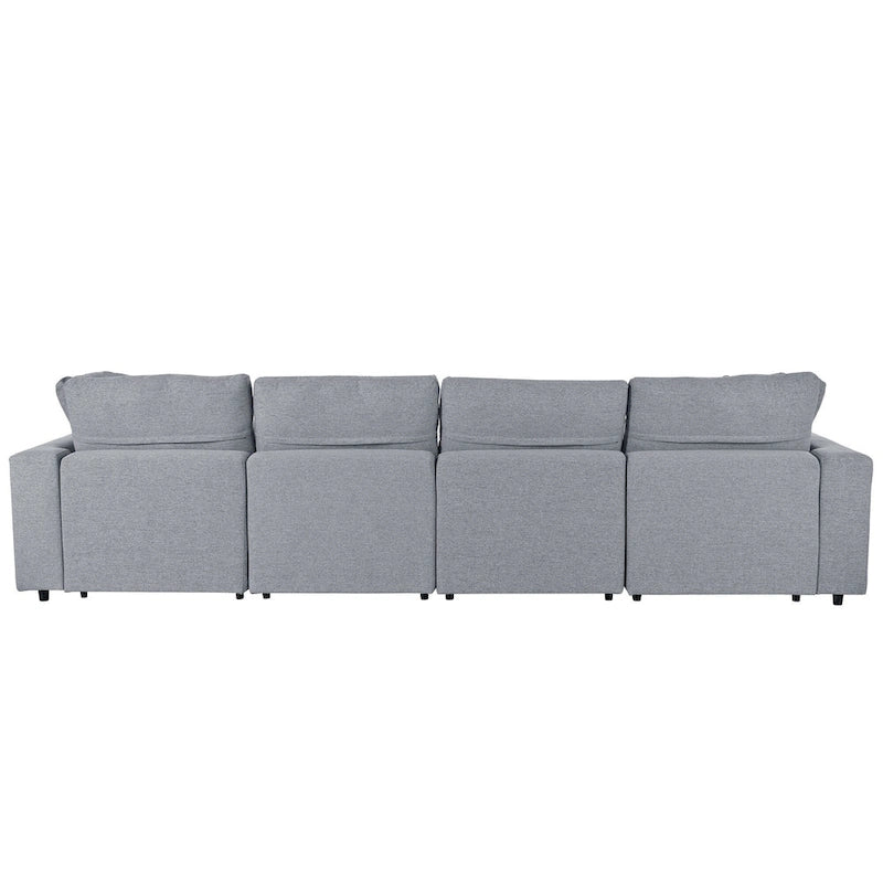 134.40 Canapé d'angle moderne en U à 6 places avec 2 grandes méridiennes, poufs amovibles et coussins moelleux
