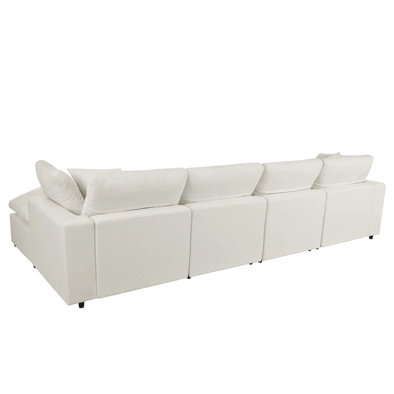 134.40 Canapé d'angle moderne en U à 6 places avec 2 grandes méridiennes, poufs amovibles et coussins moelleux