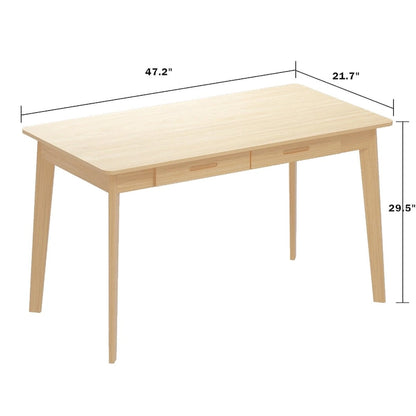 Bureau informatique en bois de 120 cm avec 2 tiroirs - 4 couleurs