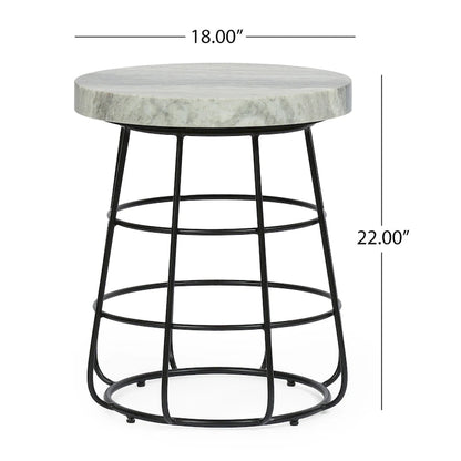 Table d'appoint Woodbine moderne en marbre fabriquée à la main - 18,00 L x 18,00 l x 22,00 H