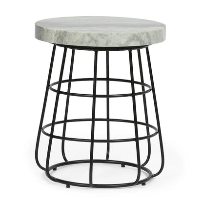 Table d'appoint Woodbine moderne en marbre fabriquée à la main - 18,00 L x 18,00 l x 22,00 H