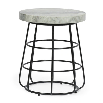 Table d'appoint Woodbine moderne en marbre fabriquée à la main - 18,00 L x 18,00 l x 22,00 H