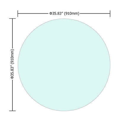 Dessus de table rond en verre trempé avec bord poli épais et plat