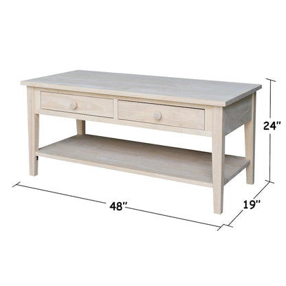 Table basse Spencer en bois de para massif – 121,9 cm (L) x 61 cm (P) x 48,3 cm (H)