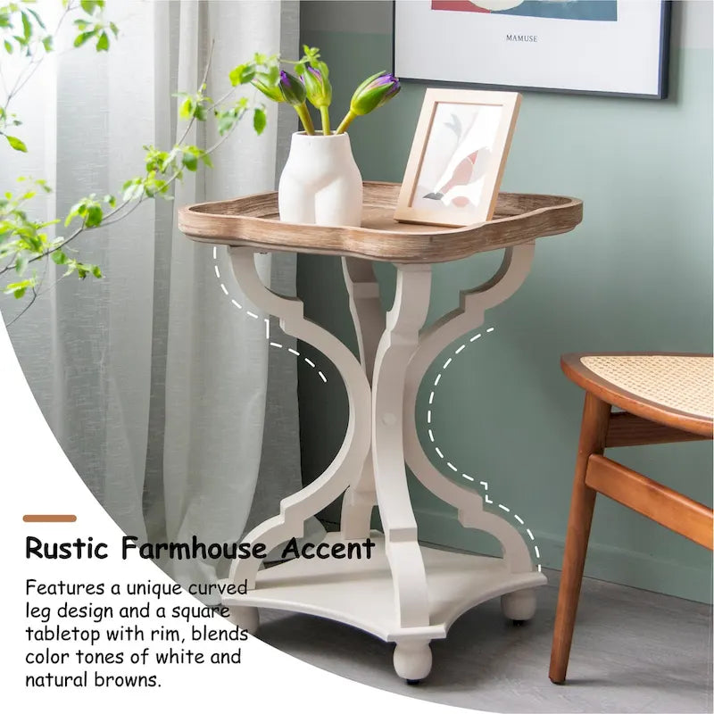 Table d'appoint avec plateau de style rustique ferme