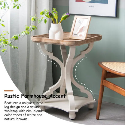 Table d'appoint avec plateau de style rustique ferme