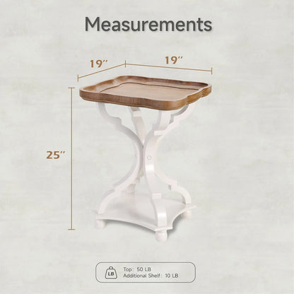 Table d'appoint avec plateau de style rustique ferme