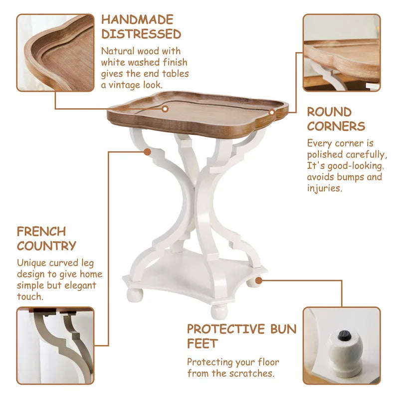 Table d'appoint avec plateau de style rustique ferme