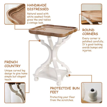 Table d'appoint avec plateau de style rustique ferme