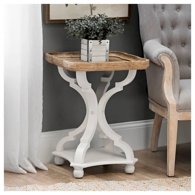 Table d'appoint avec plateau de style rustique ferme