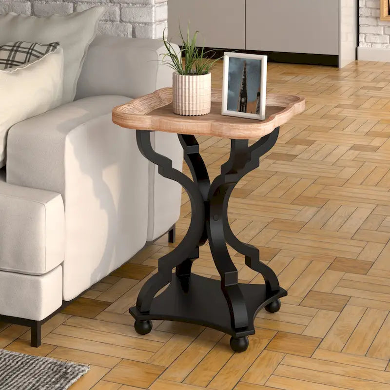 Table d'appoint avec plateau de style rustique ferme