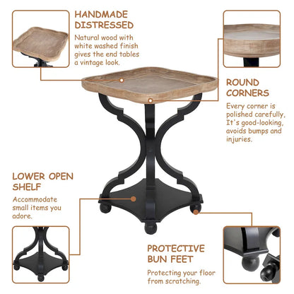 Table d'appoint avec plateau de style rustique ferme
