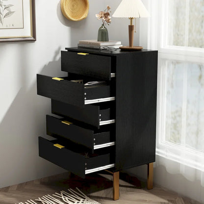 Commode de rangement à 5 tiroirs, Unité de rangement pour chambre à coucher, Chiffonnier