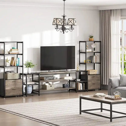 Meuble TV de 198,1 cm, support de centre de divertissement, table console TV