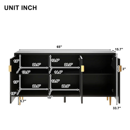 Meuble TV, console avec étagères réglables, buffet de rangement pour salon