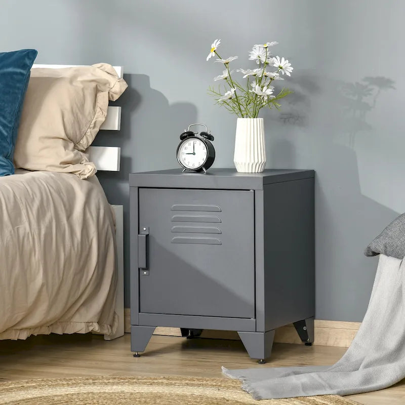 Table d'appoint industrielle avec porte-casier et étagère réglable — 40 x 40 x 50 cm