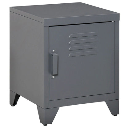 Table d'appoint industrielle, table basse avec porte de style casier et étagère réglable - 40x40x50 cm