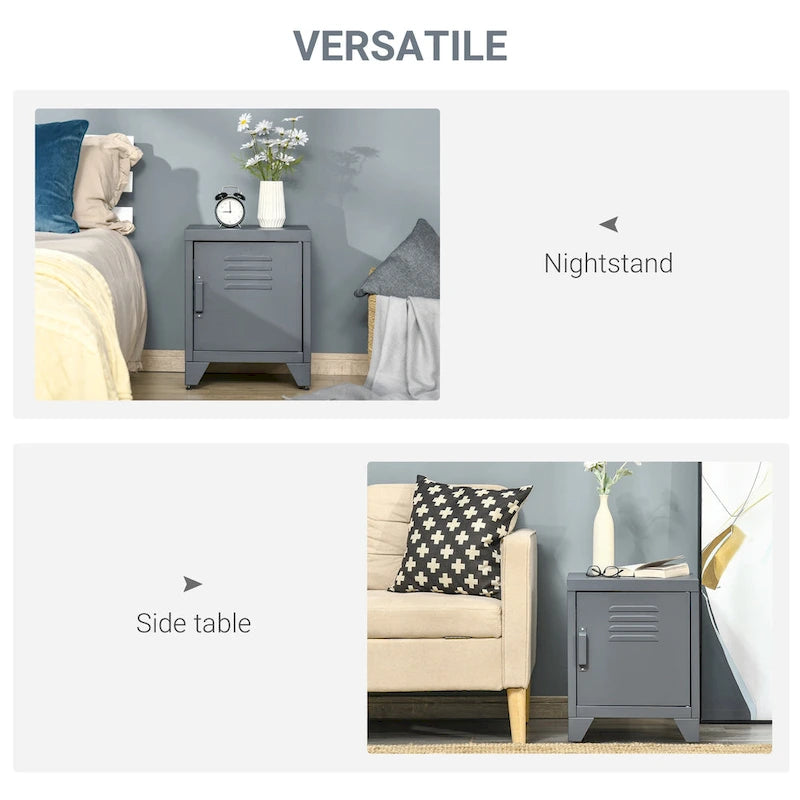 Table d'appoint industrielle avec porte-casier et étagère réglable — 40 x 40 x 50 cm
