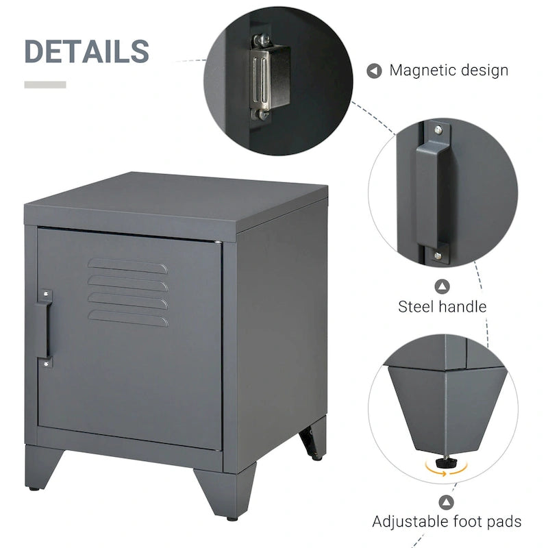Table d'appoint industrielle avec porte-casier et étagère réglable — 40 x 40 x 50 cm