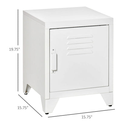 Table d'appoint industrielle, table basse avec porte de style casier et étagère réglable - 40x40x50 cm