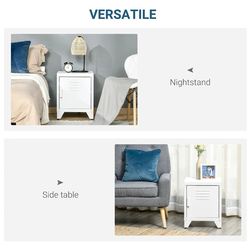 Table d'appoint industrielle avec porte-casier et étagère réglable — 40 x 40 x 50 cm