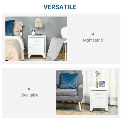 Table d'appoint industrielle, table basse avec porte de style casier et étagère réglable - 40x40x50 cm