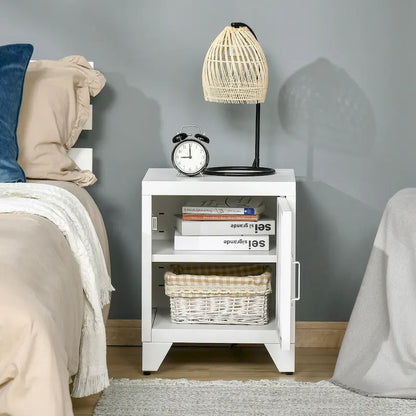 Table d'appoint industrielle, table basse avec porte de style casier et étagère réglable - 40x40x50 cm